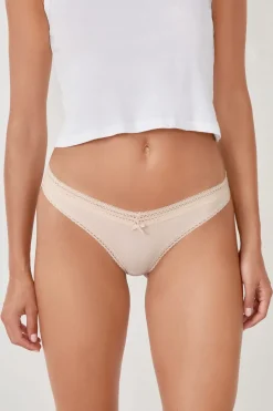 Tanga en V de microfibra y encaje