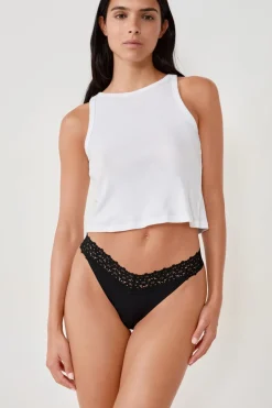 Tanga en V de microfibra y encaje