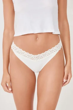 Tanga en V de microfibra y encaje