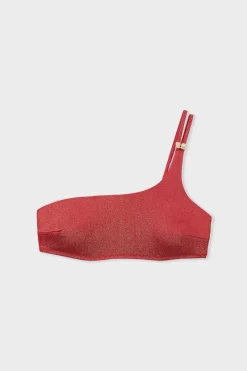 Top bikini asimétrico brillante