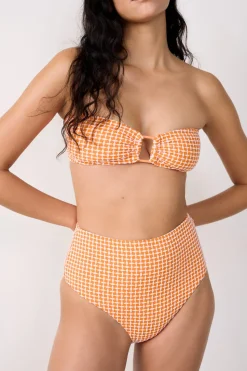 Top bikini bandeau estampado