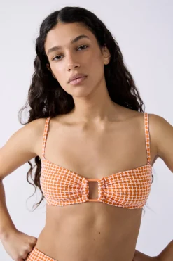 Top bikini bandeau estampado