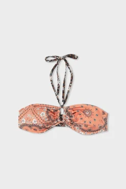 Top bikini bandeau estampado reversible