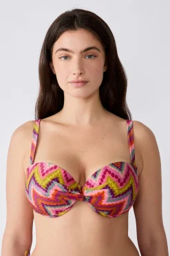 Top bikini bandeau estampado
