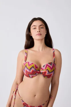 Top bikini bandeau estampado