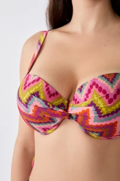 Top bikini bandeau estampado