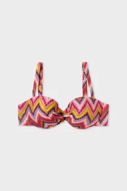Top bikini bandeau estampado