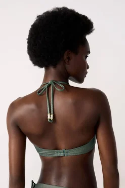 Top bikini triangular brillante