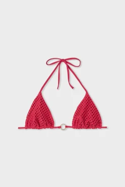 Top bikini triangular con anilla