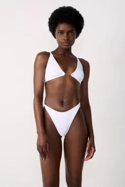 Top bikini triangular con detalle joya