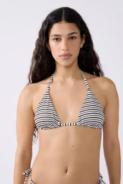 Top bikini triangular con rayas