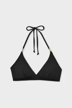 Top bikini triangular detalles perlas