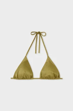 Top bikini triangular tejido brillante
