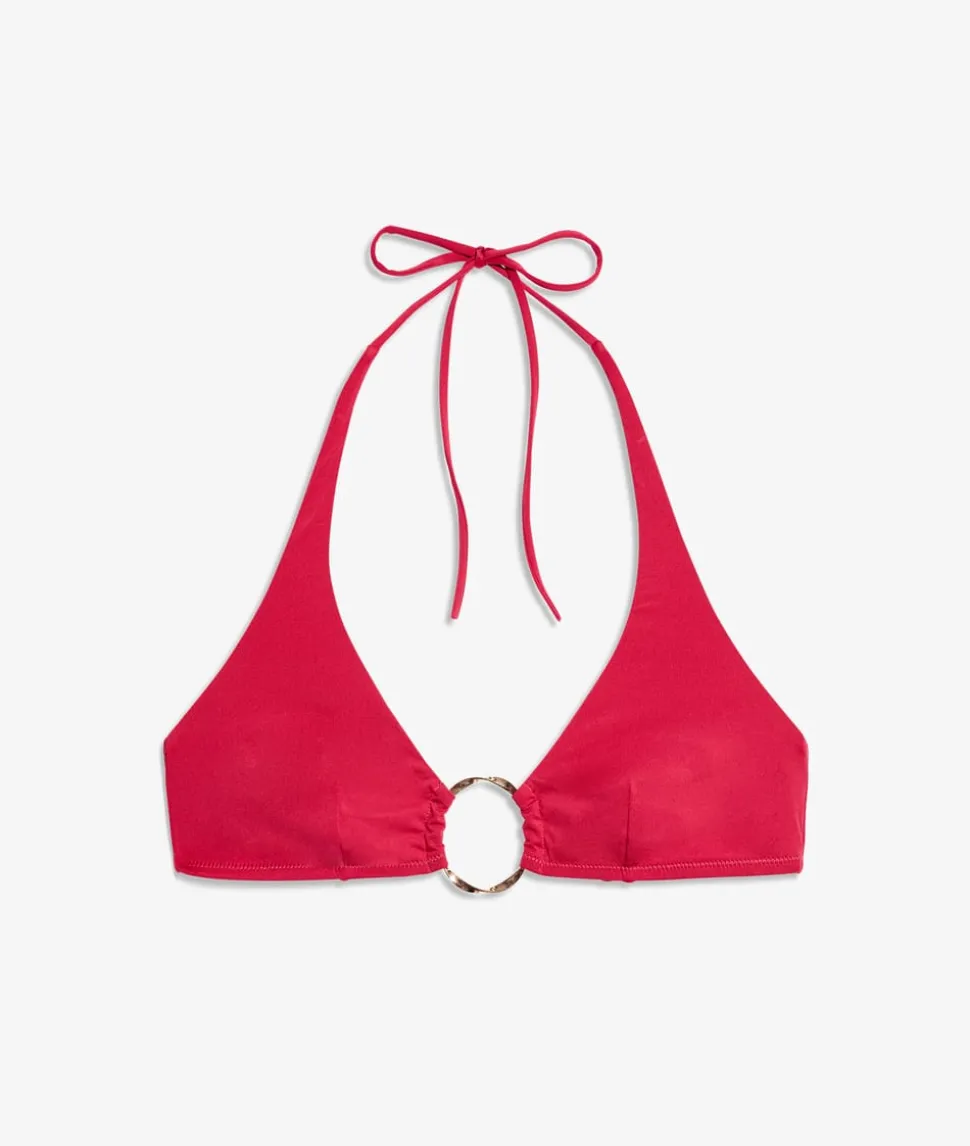 Top bikini triángulo con detalle de anillas