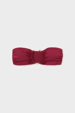 Top de bikini sujetador bandeau con detalle de anilla