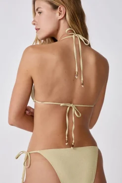 Top de bikini triangular sin aros brillante