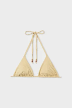 Top de bikini triangular sin aros brillante
