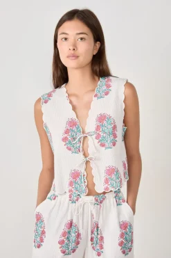 Top de pijama de algodón estampado