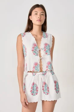 Top de pijama de algodón estampado