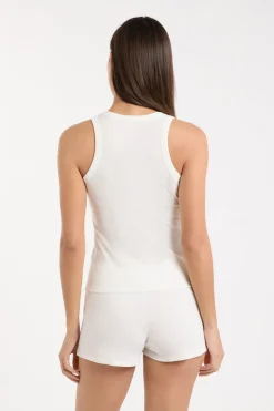 Top de pijama de cuello redondo con algodón