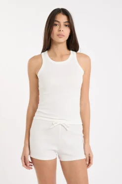 Top de pijama de cuello redondo con algodón