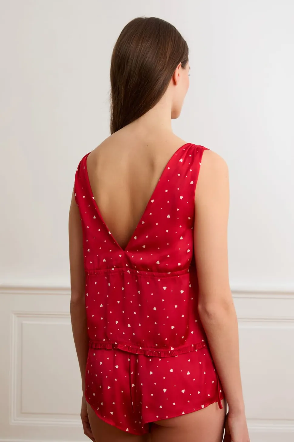 Top de pijama de satén con lunares