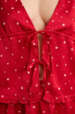 Top de pijama de satén con lunares