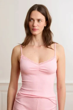 Top de punto calado de algodón