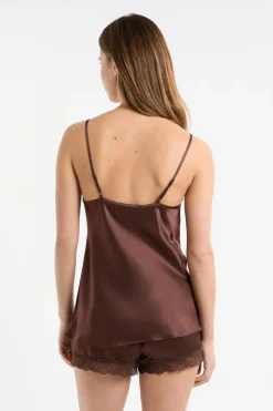 Top de seda con detalles de encaje