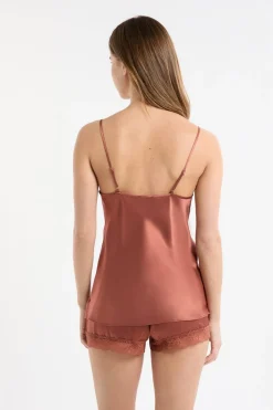 Top de seda con detalles de encaje