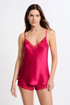 Top de seda con detalles de encaje