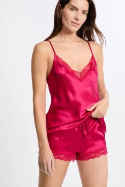 Top de seda con detalles de encaje