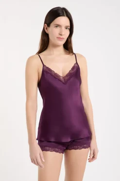 Top de seda con detalles de encaje