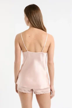 Top de seda con detalles de encaje