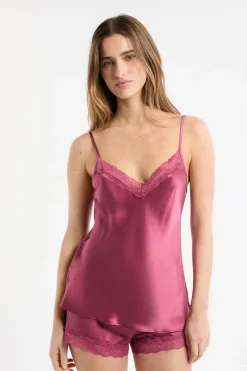 Top de seda con detalles de encaje