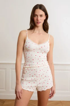 Top interior de punto calado con corazones de algodón