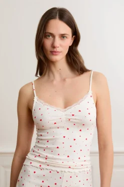 Top interior de punto calado con corazones de algodón