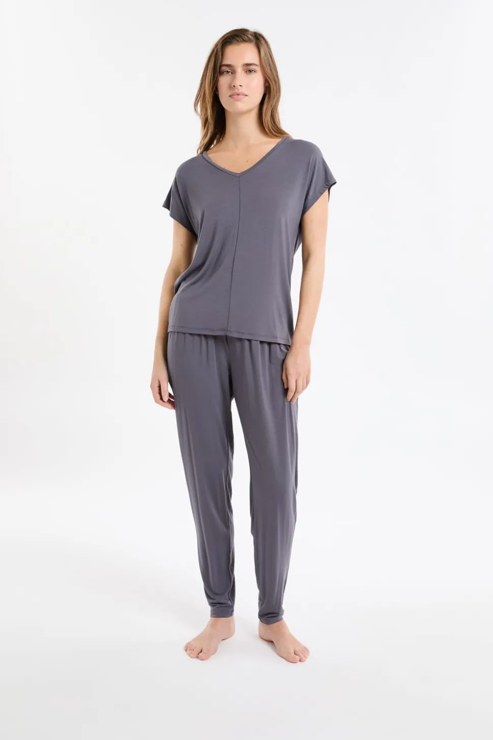 Top liso de manga corta