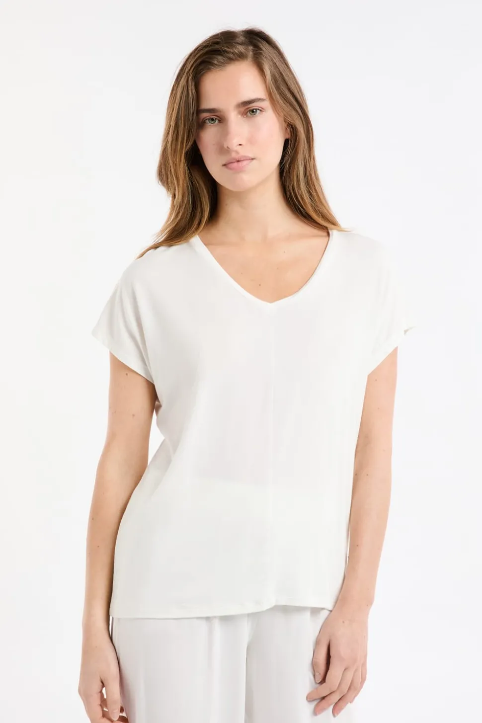 Top liso de manga corta