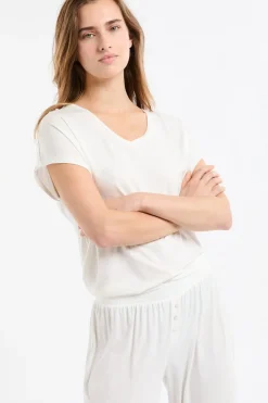 Top liso de manga corta