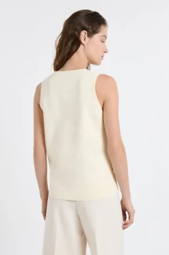 Top sin mangas de algodón con botones dorados