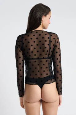 Top transparente de manga larga