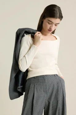 T-shirt manches longues encolure carrée