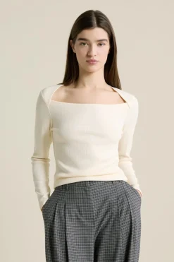 T-shirt manches longues encolure carrée