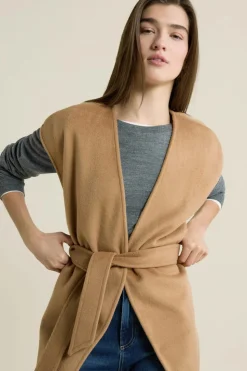 Veste sans manches ceinturée