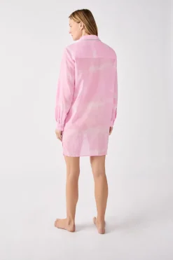 Vestido camisero de algodón bordado