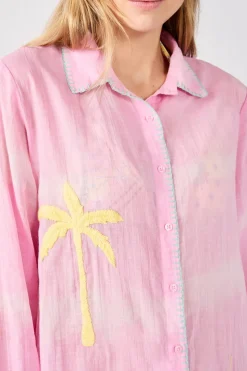 Vestido camisero de algodón bordado