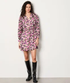 Vestido corto camisero estampado