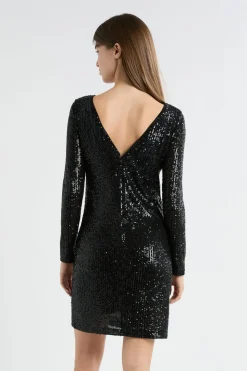 Vestido de manga larga con lentejuelas