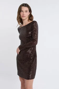 Vestido de manga larga con lentejuelas